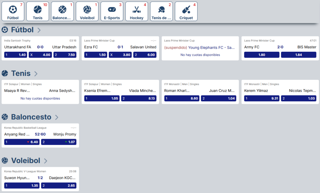 Rojabet tipos deportivas