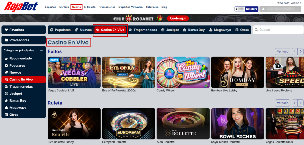 Rojabet casino en vivo